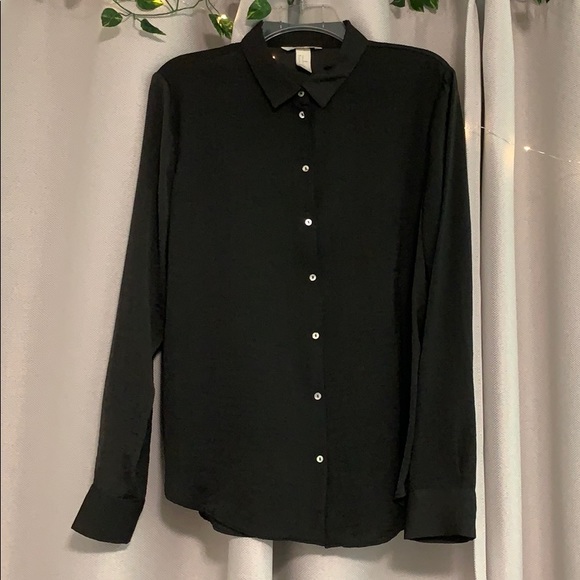 SATIN BLACK BLOUSE - Picture 1 of 1
